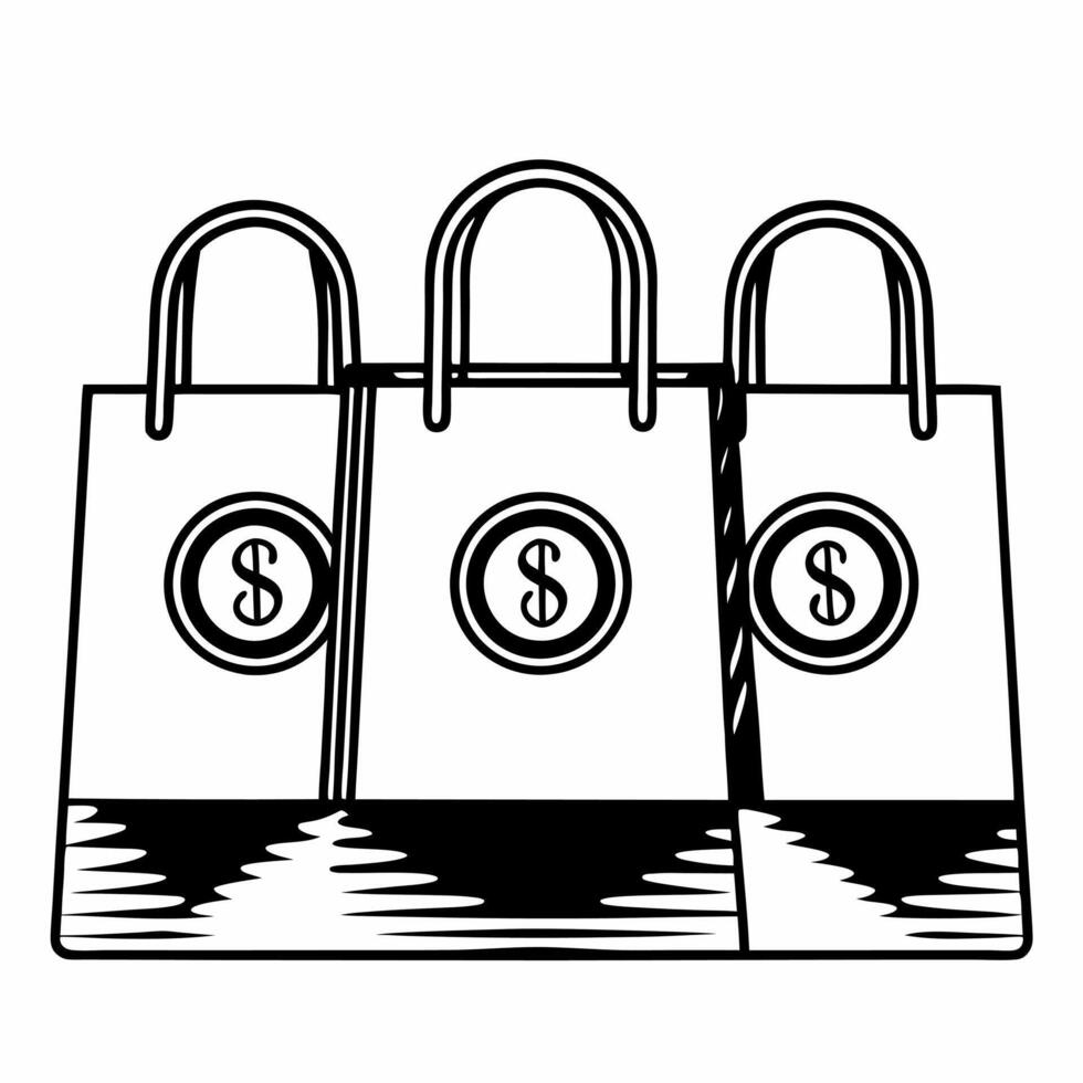 Flat Glossy Background with Shopping Bags and Payment Icons Clean vector