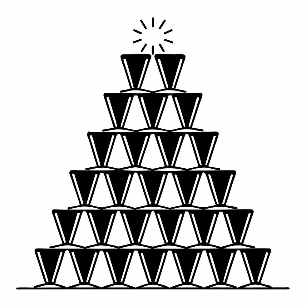 Flat Glossy Champagne Pyramid Clean vector