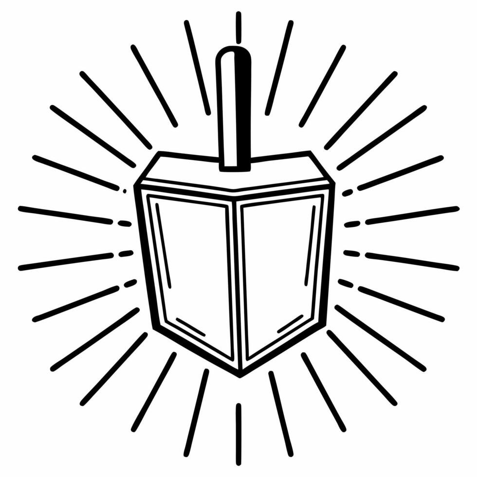 Flat Glossy dreidel surrounded by neon lights on a dark background copy space Clean vector