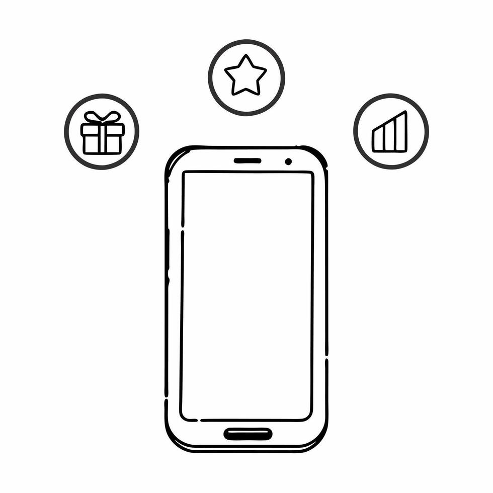 Flat Glossy Smartphone with Floating Retail and Business Icons Clean vector