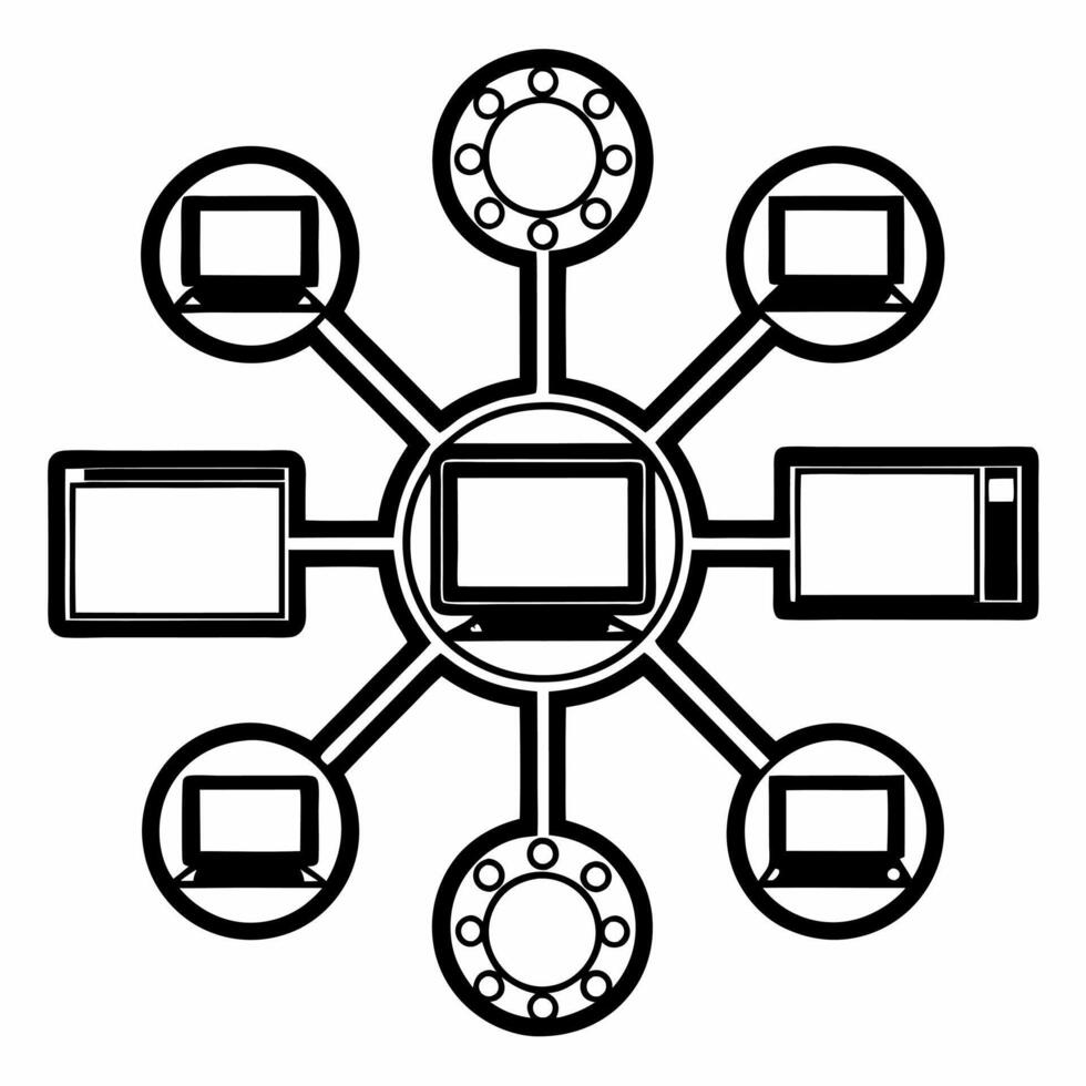 Flat Glowing Abstract Acquisition with Digital Connectivity Symbols Clean vector