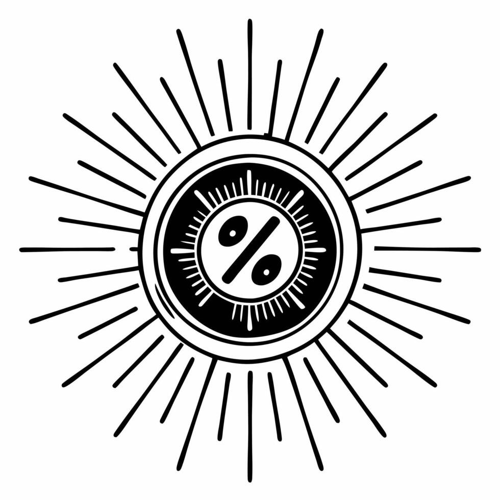 Flat Glowing abstract discount icon with tech lines Clean vector