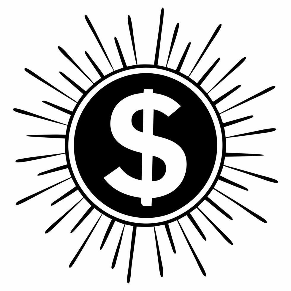 Flat Glowing Abstract Dollar Sign with Light Trails Clean vector