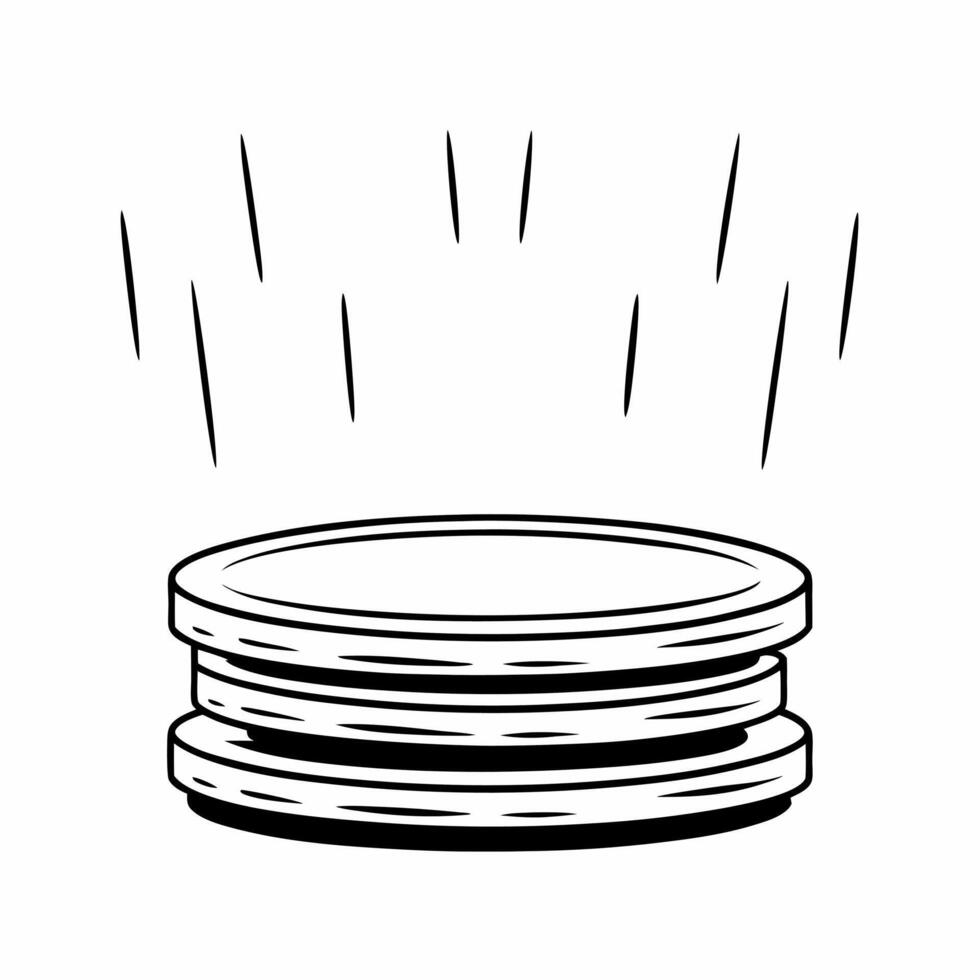 Flat Hanukkah gelt coins floating in mid air with light reflection white background Clean vector