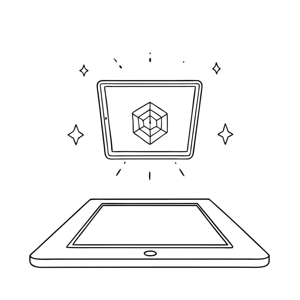Flat Holographic calendar with Labh Pancham symbol and copy space concept as A futuristic holographic calendar with the Labh Pancham symbol glowing on the top floating above a whit Squre vector