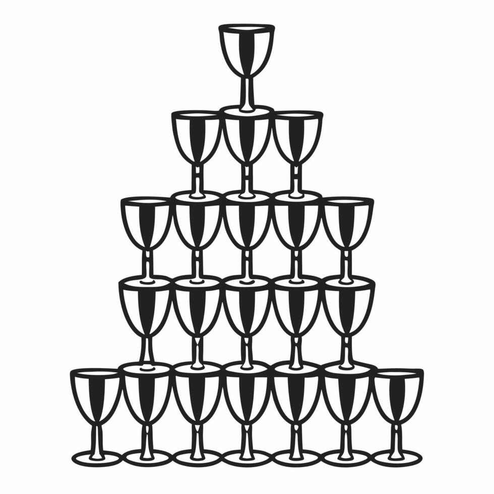 Flat Holographic Champagne Flute Tower concept as Medium shot of a holographic champagne flute tower with glowing glasses set against a plain white background with copy space Came Squre Set 2 vector