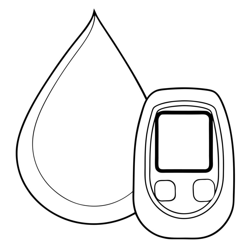 Flat Holographic glucometer and blood drop icon on white background concept as A sleek and glossy photo featuring a holographic glucometer and a blood drop icon both isolated on a Squre Set 2 vector