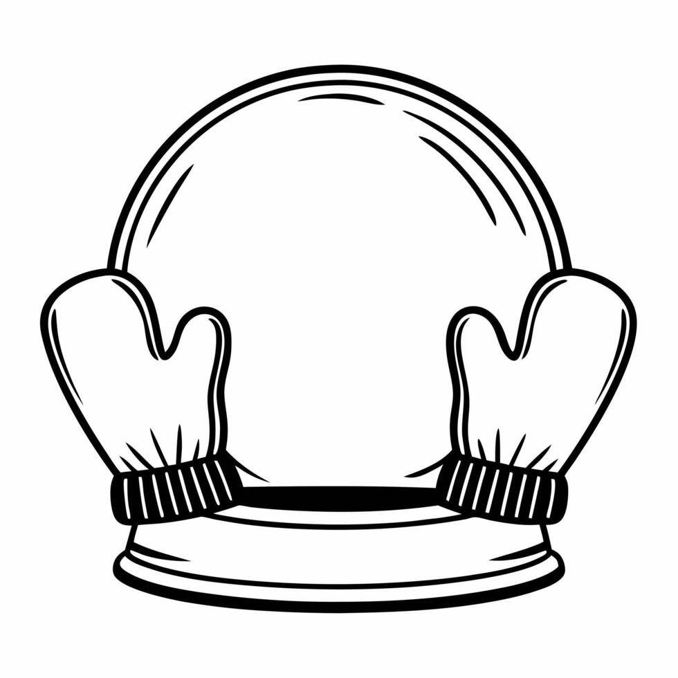 Flat Holographic snow globe and glowing mittens with copy space concept as A holographic snow globe floats next to glowing mittens isolated on a white background The design offers Squre vector