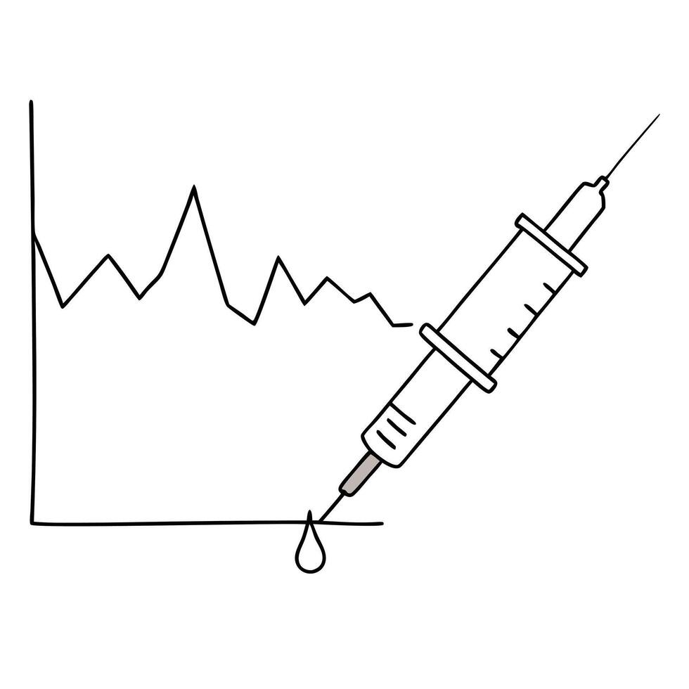 Flat Hovering insulin syringe and blood glucose chart concept as A sleek design featuring an insulin syringe and a blood glucose chart floating together isolated on a white backgro Squre vector