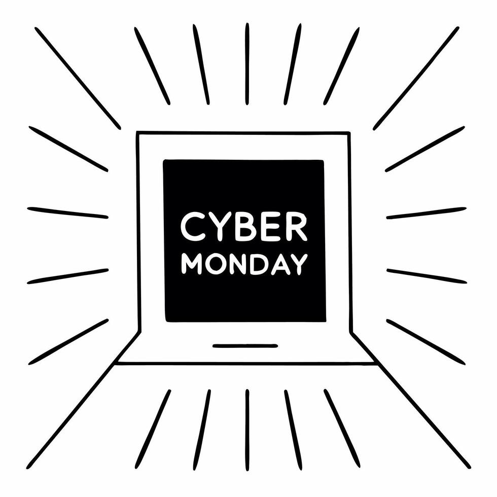 Flat Isolated Cyber Monday glowing banner with sale details concept as A glowing Cyber Monday banner with floating sale details isolated on a white background The modern minimalis Squre vector