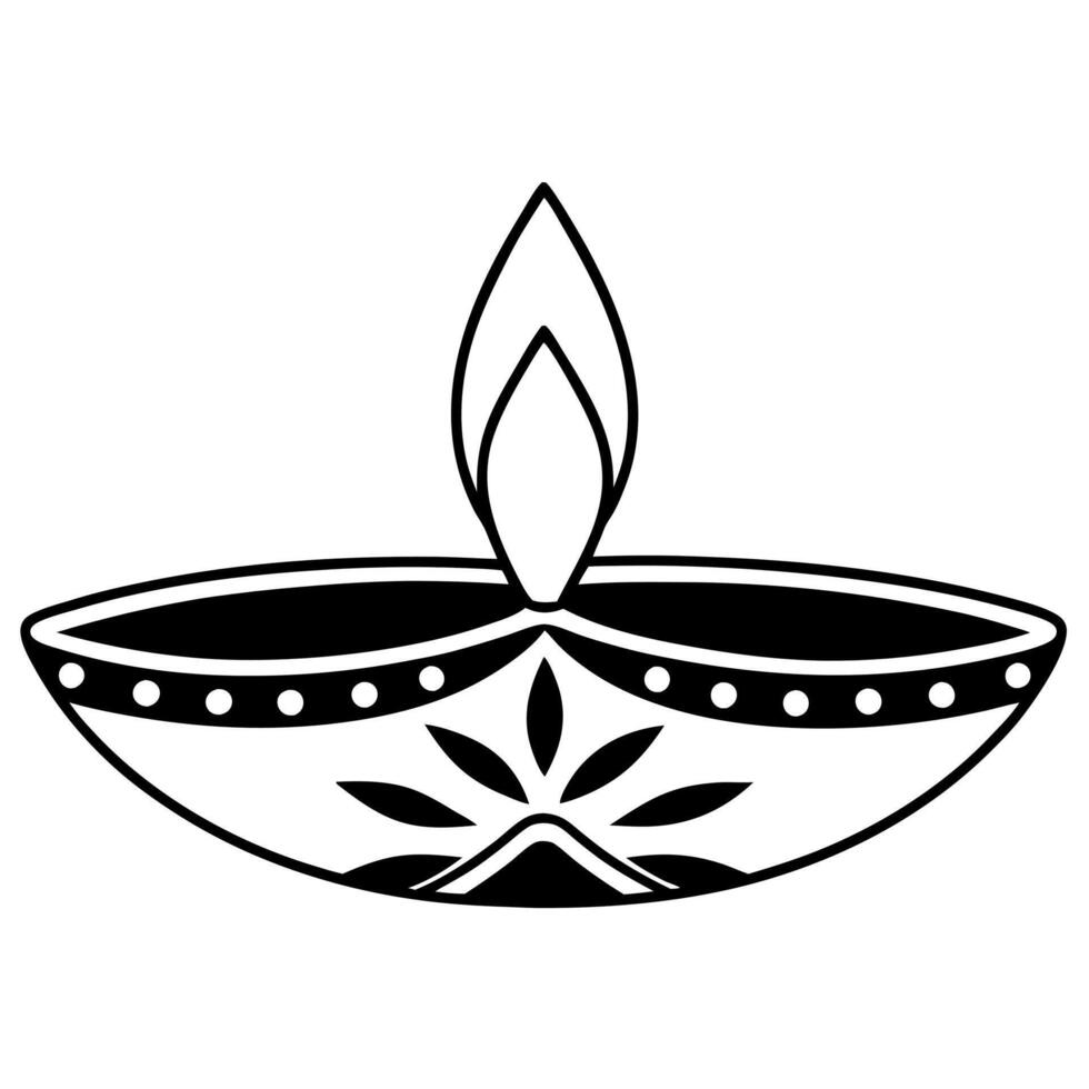 Flat Isolated Diya Lamp and Rangoli Pattern concept as An abstract featuring a traditional Diya lamp and a detailed Rangoli pattern isolated on a white background The desig Squre vector