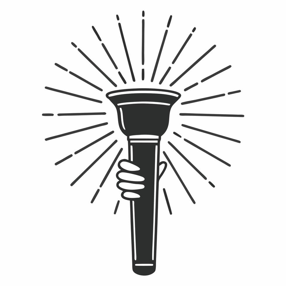 Flat Isolated hand holding a glowing torch symbolizing hope and rights for Human Rights Day concept as A of a hand holding a glowing torch isolated on a white background sym Squre vector