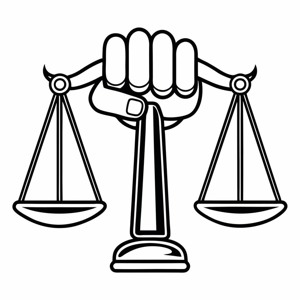 Flat Isolated hand holding scales of justice symbolizing fairness for Human Rights Day concept as A of a hand holding scales of justice isolated on a white background symbol Squre vector