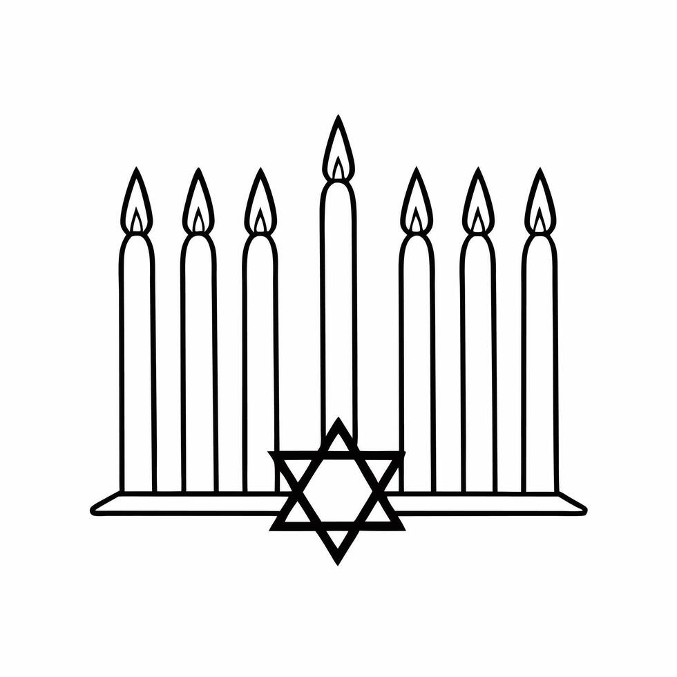 Flat Isolated Hanukkah candles with a small Star of David on white background concept as Hanukkah candles paired with a small Star of David isolated on a white background This ele Squre vector
