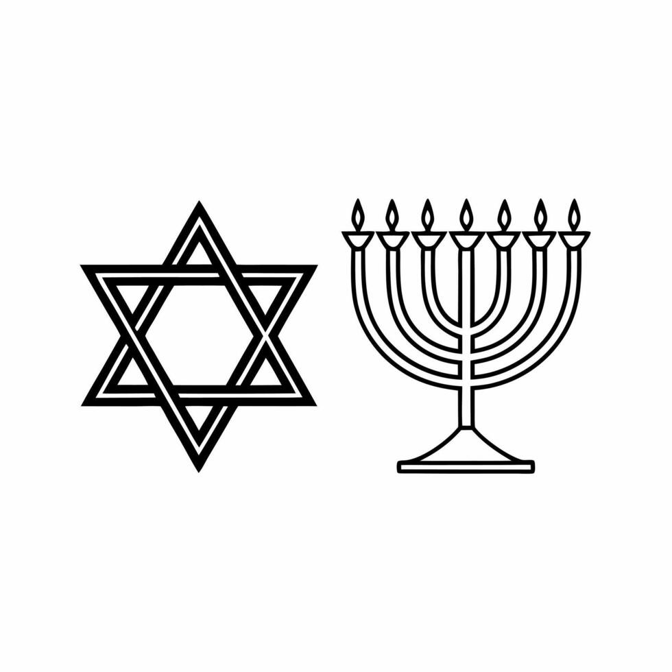 Flat Isolated menorah and Star of David combination on white background concept as A combination of a menorah and a Star of David icon isolated on a white background Ideal for rel Squre vector