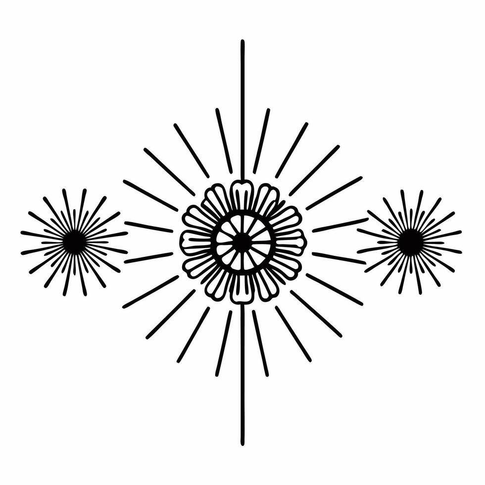 Flat Isolated Rangoli and Sparkler Lines concept as A sleek isolated design featuring an abstract Rangoli element paired with elegant sparkler lines all set on a white backg Squre vector