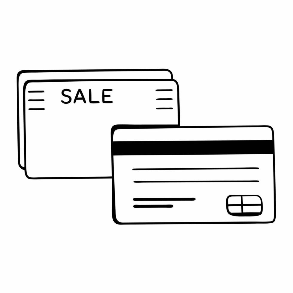 Flat Isolated Sale Tag and Credit Card concept as A sleek design featuring a sale tag and a credit card both isolated on a white background This design highlights re Squre vector