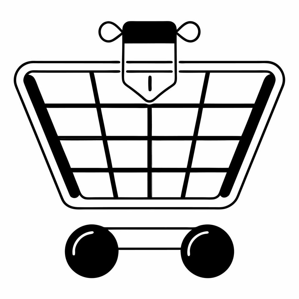 Flat Isolated shopping cart with a glowing sale tag for Cyber Monday concept as A sleek futuristic shopping cart icon paired with a glowing sale tag floating on an isolated white b Squre vector