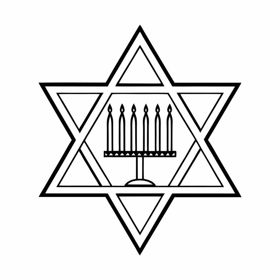 Flat Isolated Star of David with Hanukkah candles on white background concept as A Star of David combined with Hanukkah candles isolated on a white background Great for infographi Squre vector