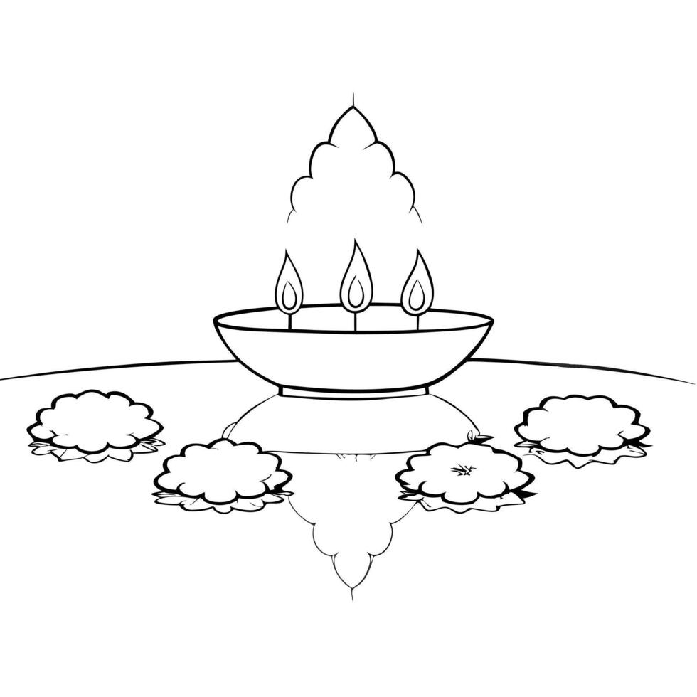 Flat Labh Pancham diya and swastika with isolated white background concept as An abstract design featuring a Labh Pancham diya and a swastika symbol both isolated on a white Squre vector