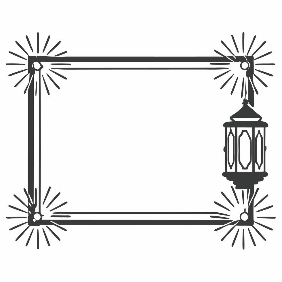 Flat Lantern and Sparkler Border with Copy Space concept as A border frame that features a traditional lantern on one side and glowing sparklers on the other with generous copy spa Squre vector
