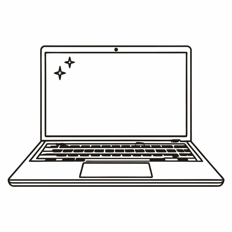 Flat Laptop with Holographic Savings Symbols concept as A modern laptop on a glossy white surface with holographic symbols representing savings floating above the keyboard The ima Squre vector