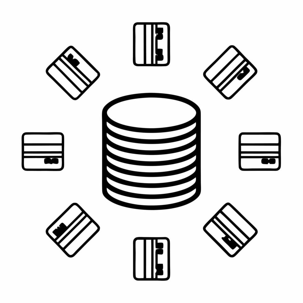 Flat Levitating Coin Stack with Payment Icons concept as A stack of coins floating in mid air with payment icons isolated on a white background The design symbolizes financial gro Squre vector