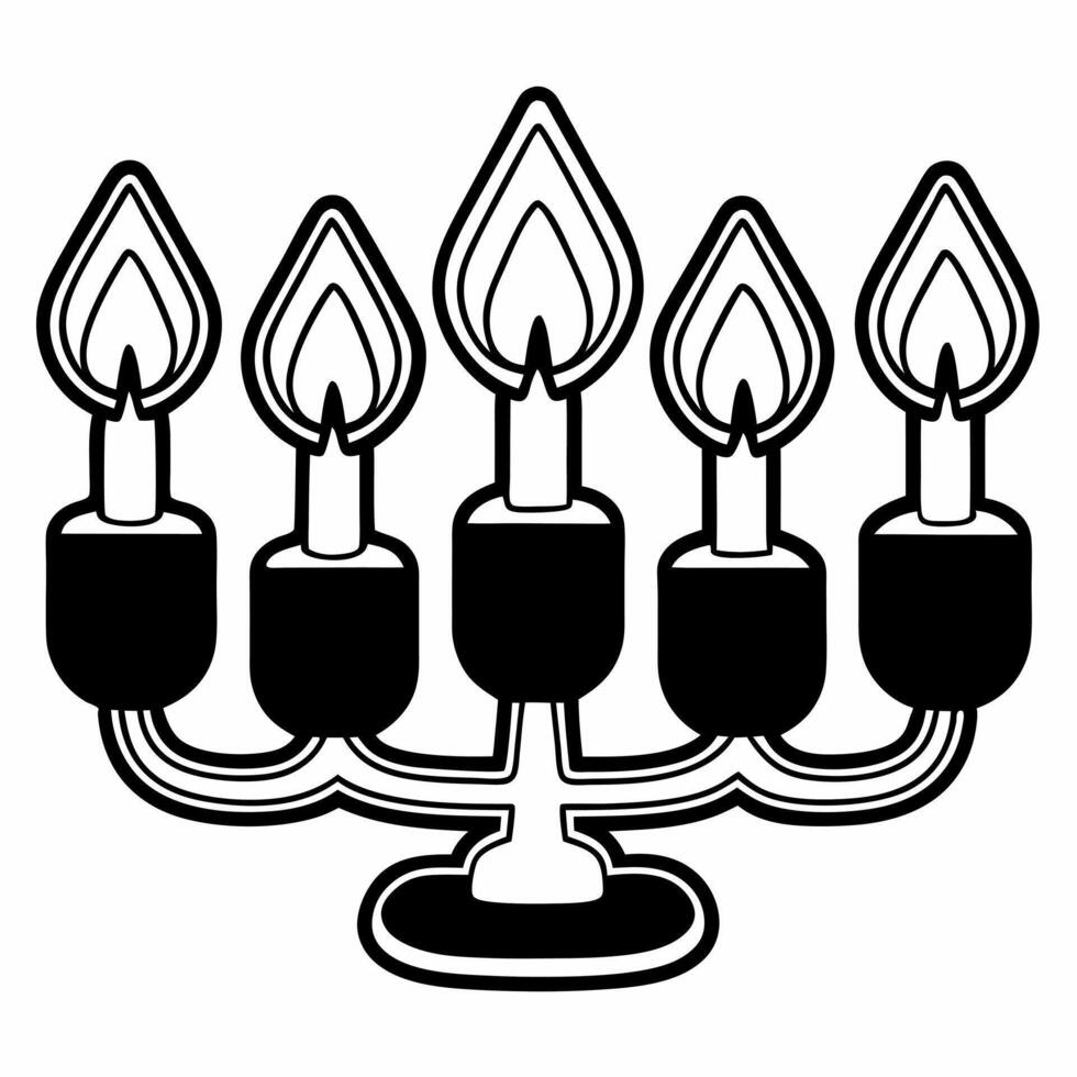 Flat Macro of futuristic menorah candles with neon flames flickering concept as A detailed macro shot of futuristic Hanukkah candles with neon flames flickering capturing the moder Squre vector