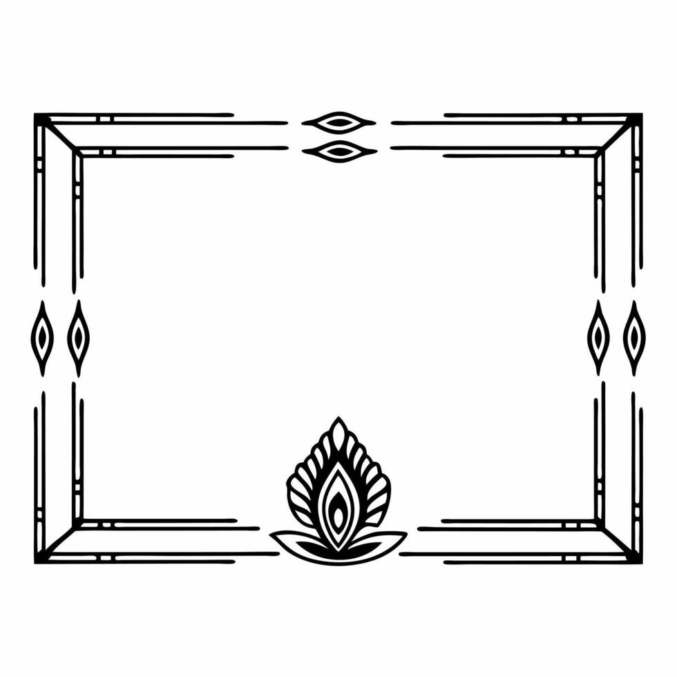 Flat Peacock Feather and Diya Border with Copy Space concept as A border frame featuring a colorful peacock feather on one side and a traditional Diya lamp on the other with genero Squre vector