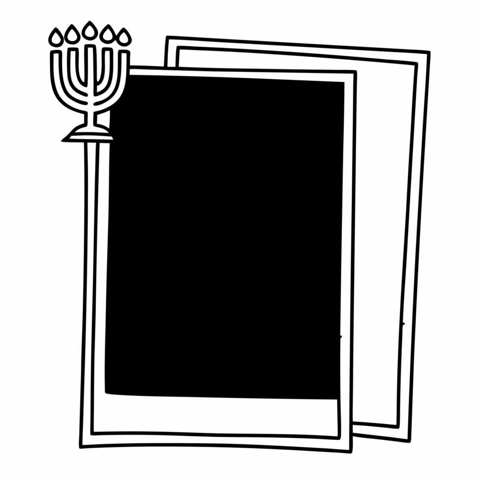 Flat Plain light gray background with digital menorah outline copy space concept as A plain light gray background with a digital outline of a menorah in the upper left corner leavi Squre vector