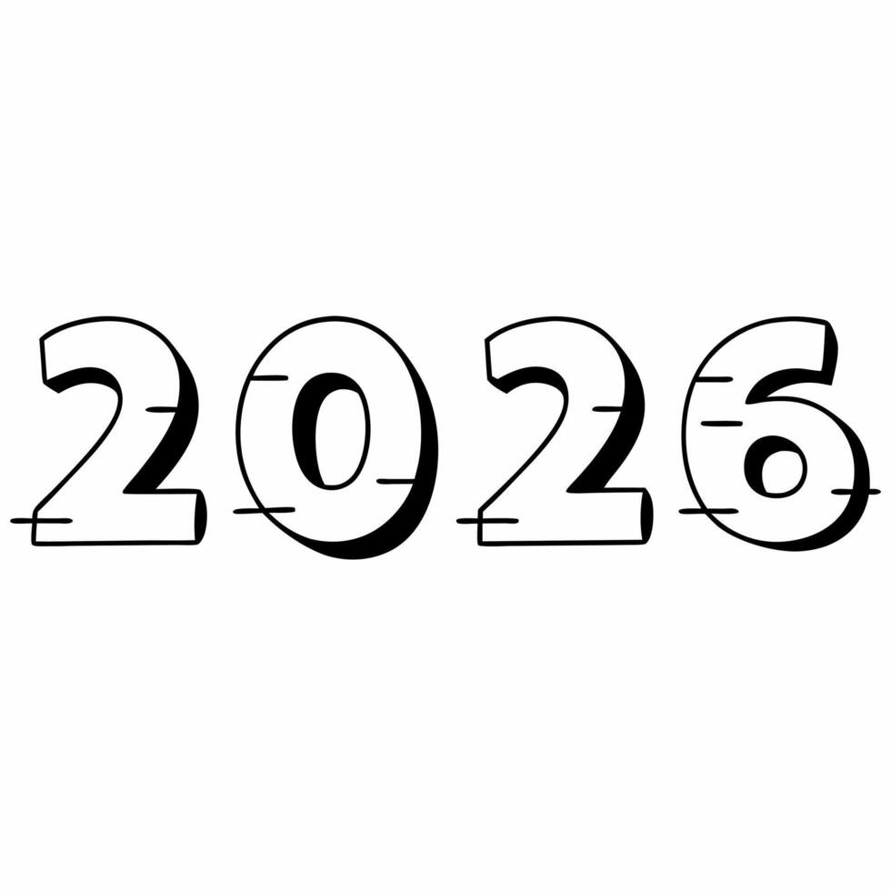 Flat Plain White New Year Countdown concept as A plain white background with the numbers 2026 in a stylish font representing the countdown to the new year The camera focuses on th Squre vector