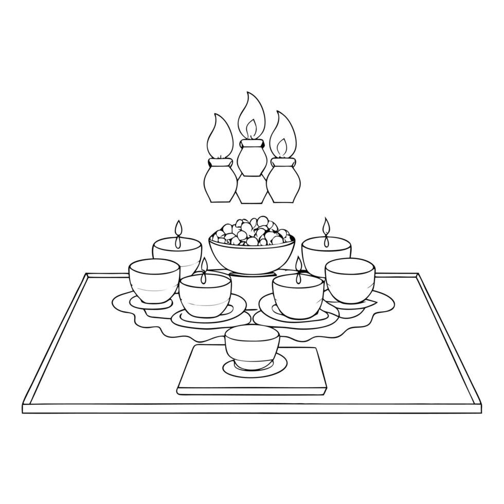 Flat Radiant abstract art of a Labh Pancham feast with glowing dishes concept as A glowing abstract digital art banner depicting a Labh Pancham feast with glowing dishes arranged o Squre Set 2 vector