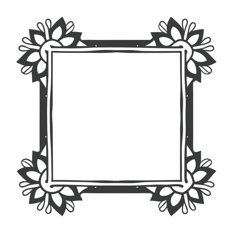 Flat Rangoli and Floral Border with Copy Space concept as A beautiful border frame featuring intricate Rangoli patterns combined with floral designs leaving ample copy space for pe Squre vector