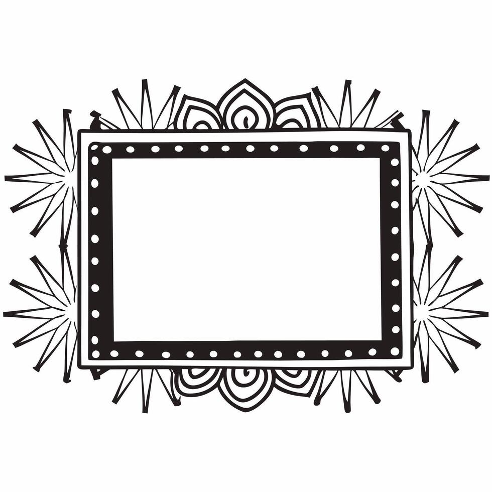Flat Rangoli and Sparkler Frame with Copy Space concept as A vibrant border frame featuring intricate Rangoli patterns on one side and glowing sparklers on the other with ample cop Squre vector