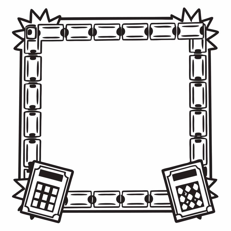 Flat Sleek Border Frame with Shopping Receipt and Dollar Icon concept as A sleek border frame featuring a shopping receipt and a dollar icon in the corners with generous copy space Squre Set 2 vector