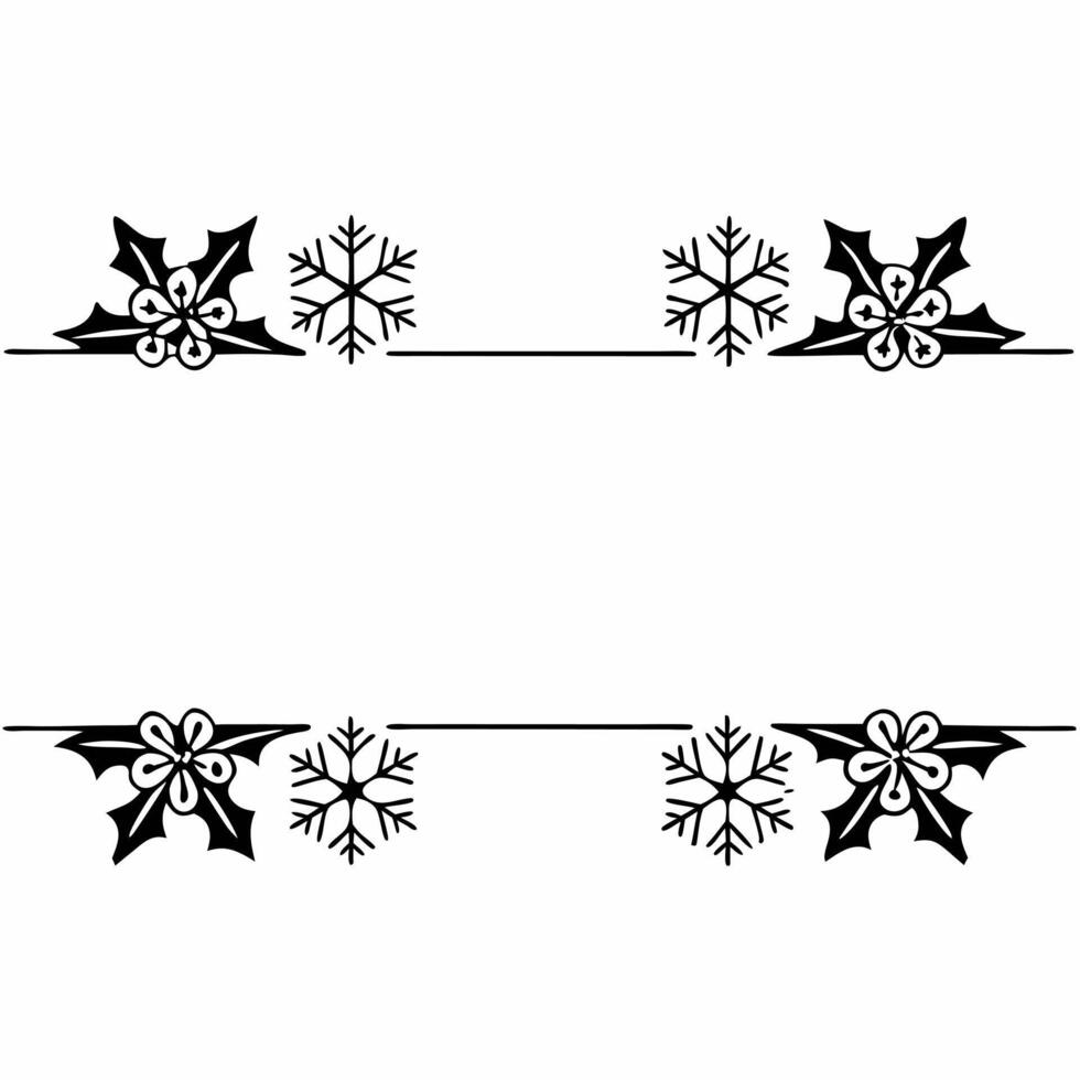 Flat Snowflakes and holly wreath border with copy space concept as A festive border featuring snowflakes and a holly wreath on opposite corners leaving clear copy space for text or Squre vector