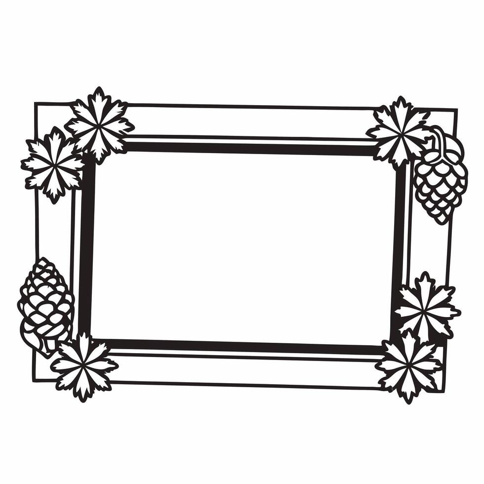 Flat Snowflakes and pinecones border with copy space for winter product display concept as A border featuring falling snowflakes and pinecones on opposite corners framing a large c Squre vector