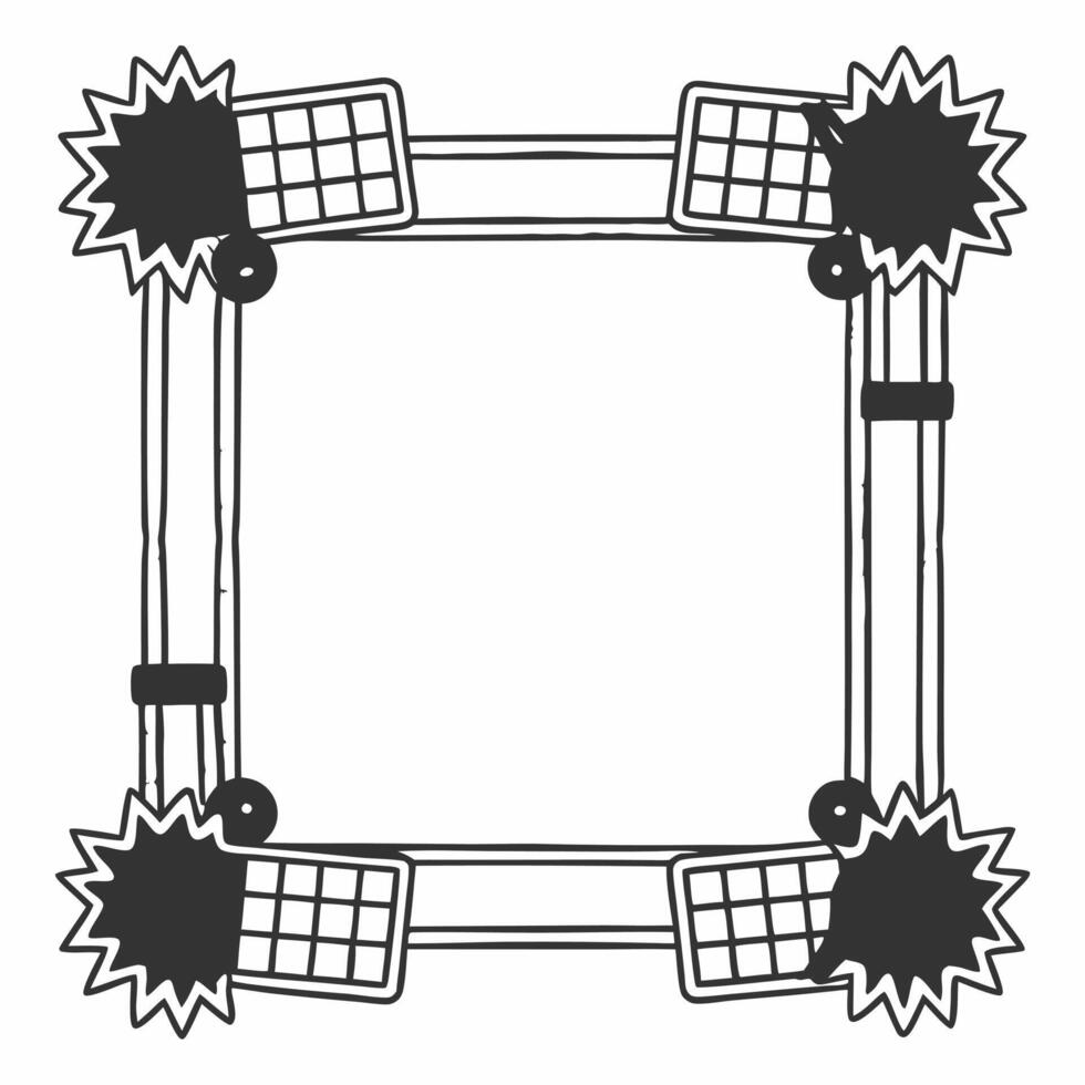 Flat Stylish Border Frame with Shopping Cart and Discount Badge concept as A stylish border frame featuring a shopping cart and a discount badge on opposite corners with extensive Squre vector