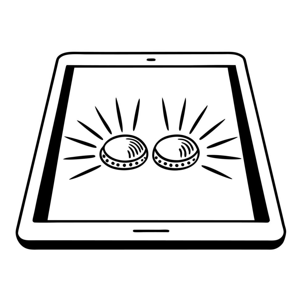 Flat Tablet with Bhai Dooj hologram concept as A sleek tablet displaying two holographic elements symbolizing Bhai Dooj The elements are floating near the screen glowing brightly Squre vector