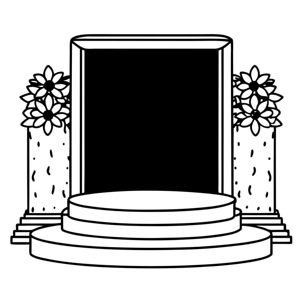 Flat Tika and Flower Petals Podium with Copy Space concept as A podium featuring a Bhai Dooj tika and floating flower petals on opposite sides leaving ample room for copy space in Squre vector