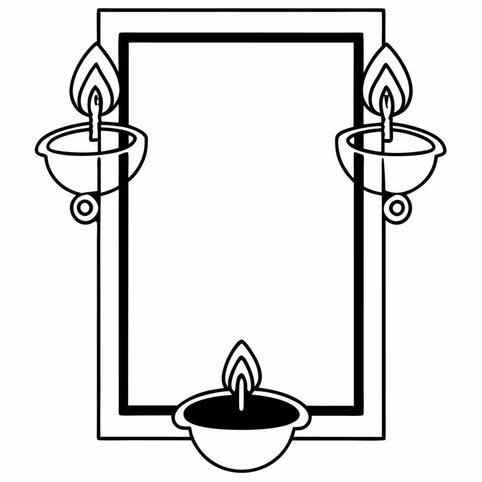 Flat Tika and Diya Frame with Copy Space concept as A border frame featuring a glowing diya and a Bhai Dooj tika on opposite sides leaving room for copy space in the center The gl Squre vector