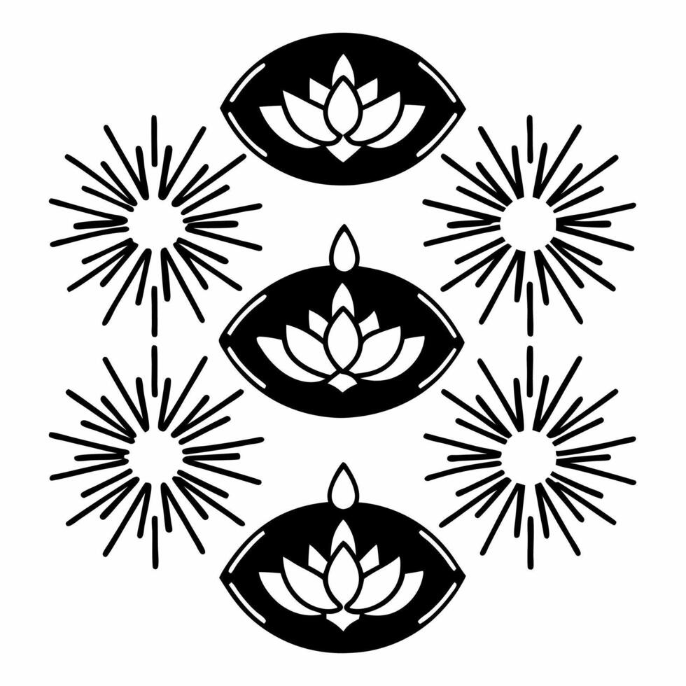 Flat Watercolor Sparklers and Cultural Symbols concept as A seamless watercolor tile design that combines the glow of sparklers with cultural symbols like lotus flowers and Rangoli Squre vector