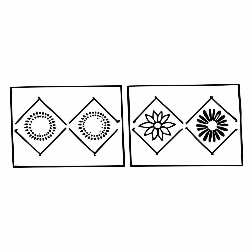 Flat Watercolor Zero Waste Rangoli Borders Tiles concept as Seamless watercolor tiles featuring Rangoli inspired borders with zero waste elements like recycled glass hemp and natur Squre vector