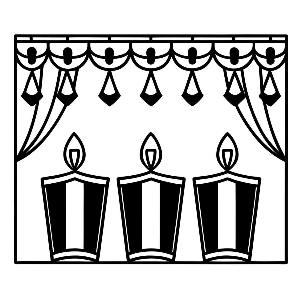 Floating Diwali lanterns with holographic streamers and event candles isolated on white background with copy space concept as A festive copy space design featuring floating Diwali Squre vector