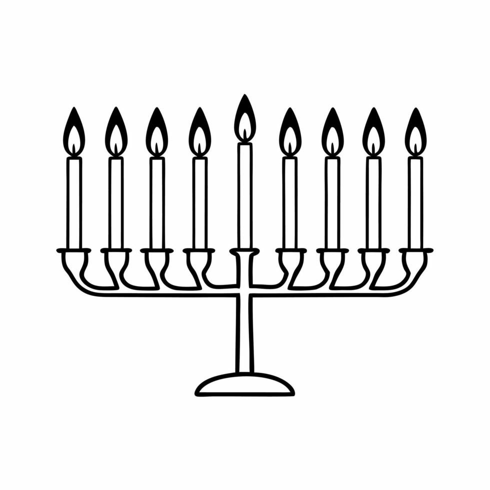 Floating Hanukkah menorah with candles flickering mid air white background concept as A Hanukkah menorah with candles flickering in mid air all isolated on a white background The Squre vector