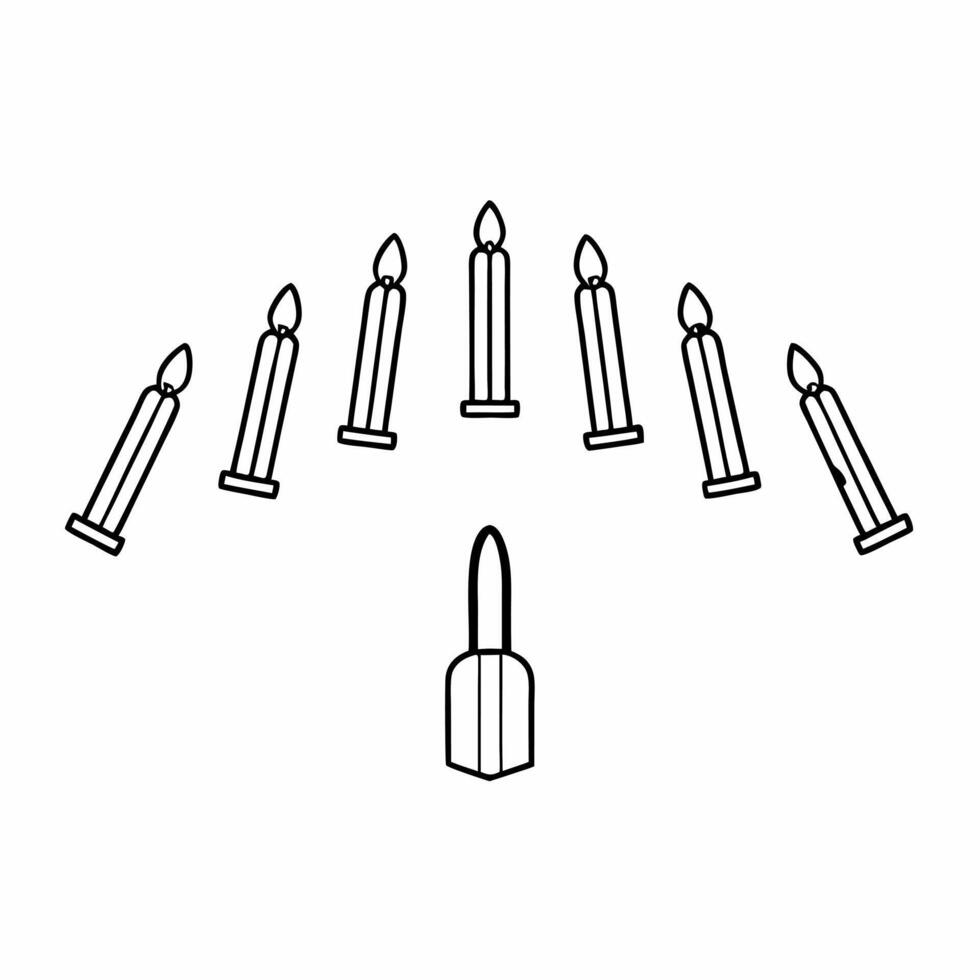 Floating menorah candles and dreidel spinning mid air white background concept as Hanukkah candles and a dreidel spinning in mid air defying gravity all isolated on a white backgro Squre vector