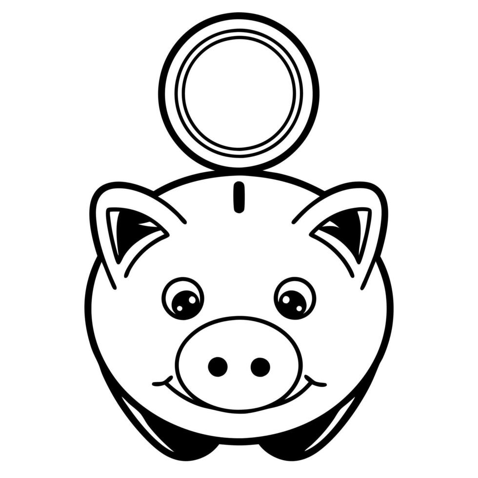 Floating Piggy Bank with Coin Insertion concept as A of a piggy bank with a coin floating above it ready to be inserted isolated on a white background The design uses the f Squre vector