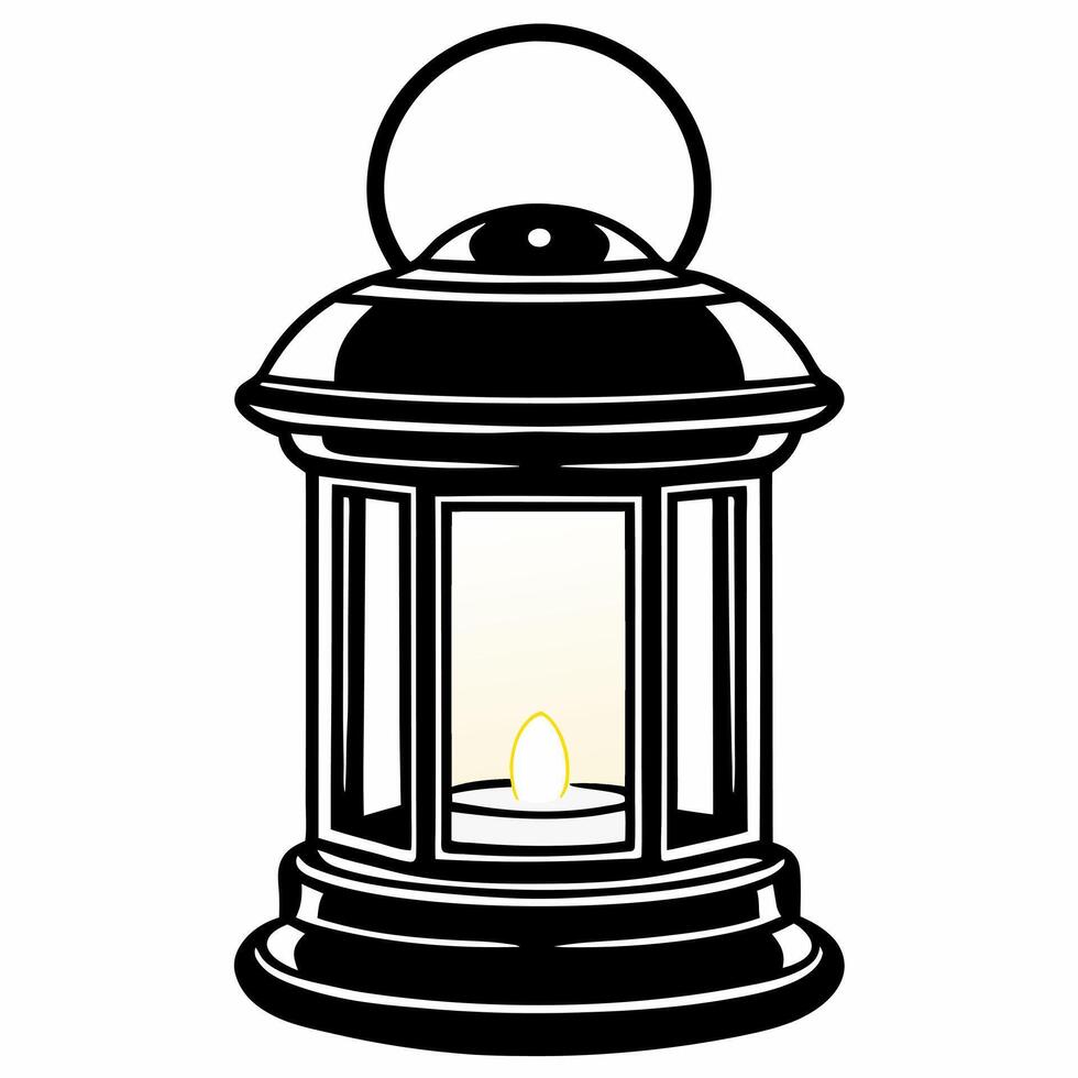 Floating winter lantern with glowing light isolated on white background concept as A glowing winter lantern floats in the air emitting a soft warm light Perfect for cozy winter pr Squre vector
