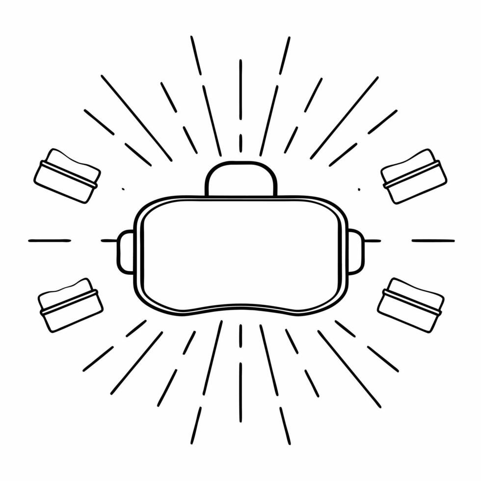 Floating VR headset with holographic shopping icons concept as A glossy VR headset floating mid air on a white background surrounded by glowing holographic shopping icons represent Squre vector