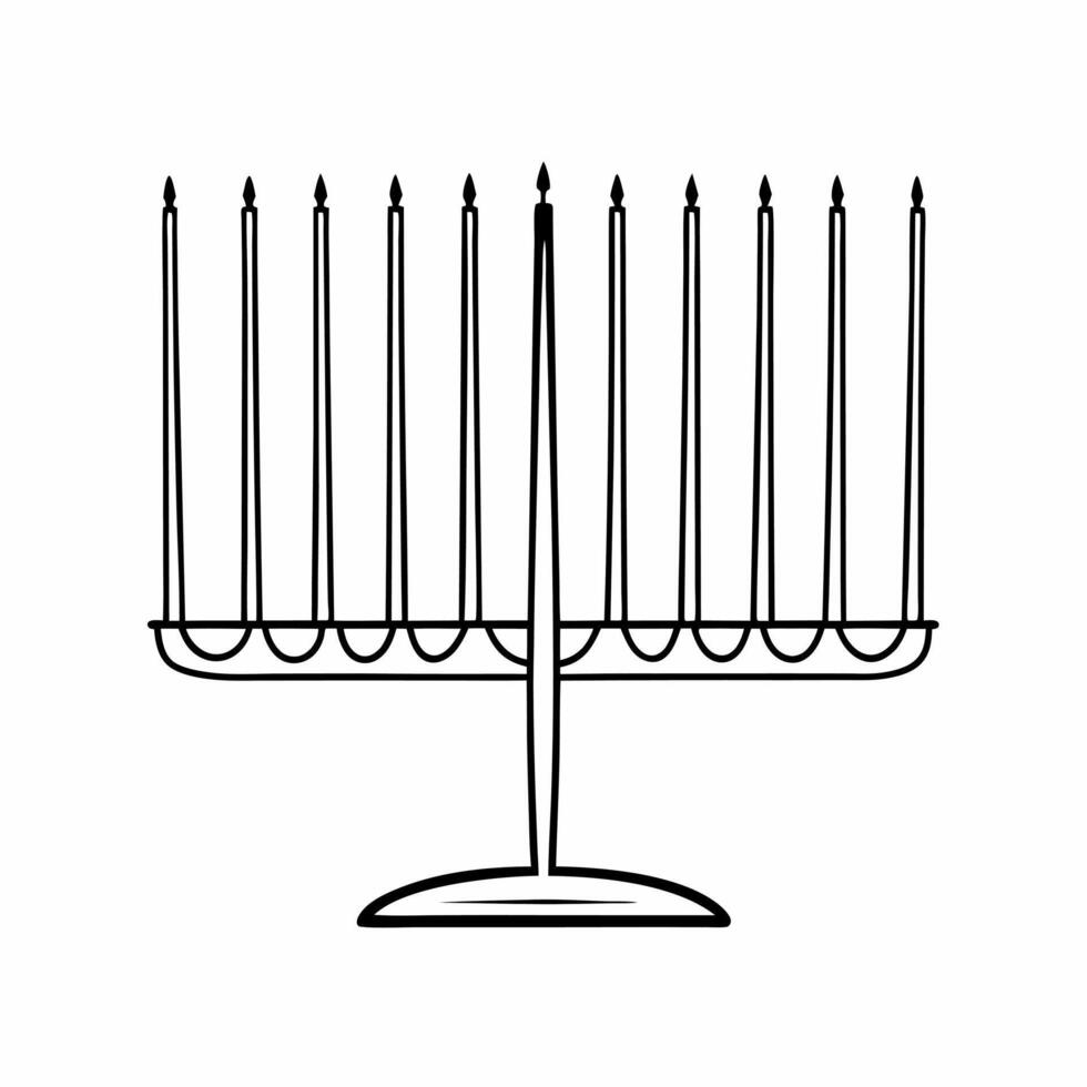 Flying Hanukkah candles and menorah base in mid air white background concept as A menorah base with floating candles defying gravity in mid air all isolated on a white background Squre vector